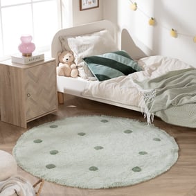 Rond Vloerkleed Kinderkamer - Lou Dots Groen 
