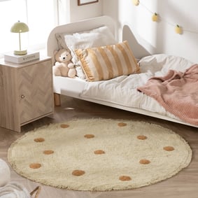 Rond Vloerkleed Kinderkamer - Lou Dots Geel