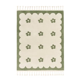 Wasbaar kindervloerkleed - Moos Flower Groen  - product