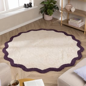 Rond Wasbaar vloerkleed - Hazy Paars/Creme