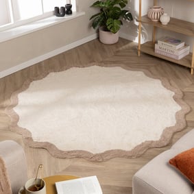 Rond Wasbaar vloerkleed - Hazy Beige/Creme