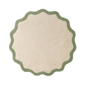Rond Wasbaar vloerkleed - Hazy Groen/Creme - product