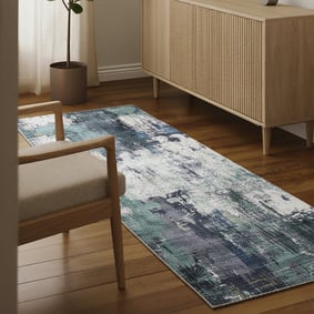 Wasbare loper - Domingo Grunge Groen/Creme