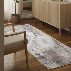 Wasbare loper - Domingo Grunge Taupe/Creme