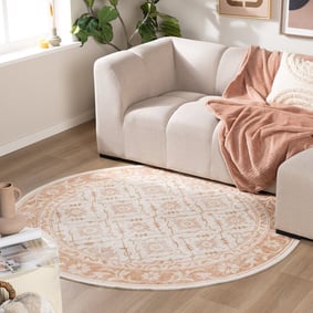 Rond Vloerkleed Bloemen - Celine Terracotta