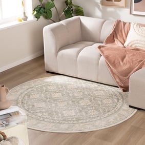 Rond Vloerkleed Bloemen - Celine Groen
