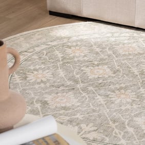 Rond Vloerkleed Bloemen - Celine Groen - product