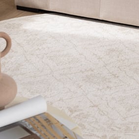 Rond Vloerkleed Bloemen - Celine Creme - product