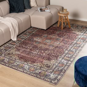 Binnen- en buitenkleed - Kairo Medaillon Bordeauxrood 