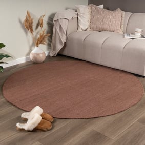 Rond wollen vloerkleed - Reno Bruin