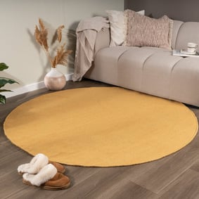 Rond wollen vloerkleed - Reno Okergeel