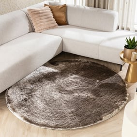 Rond hoogpolig vloerkleed - Glorious Zilver/Grijs