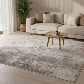 Wasbaar abstract vloerkleed - Misha Grunge Creme/Grijs