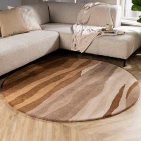 Rond wollen vloerkleed - Liora Bruin