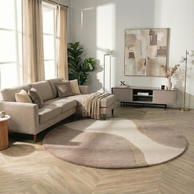 Rond wollen vloerkleed - Vienna Beige