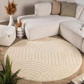 Rond Scandinavisch vloerkleed - Lova Arches Beige 