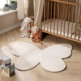 Wasbaar kindervloerkleed - Coco Vlinder Beige