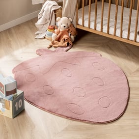 Wasbaar kindervloerkleed - Coco Aardbei Donkerroze