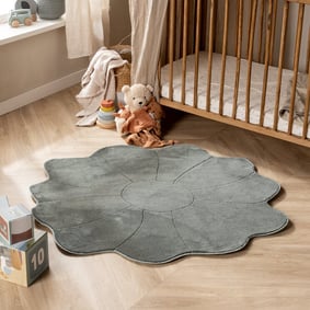 Wasbaar kindervloerkleed - Coco Bloem Donkergroen