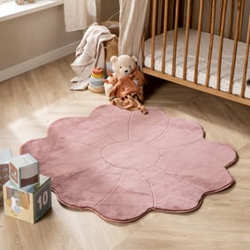 Wasbaar kindervloerkleed - Coco Bloem Donkerroze