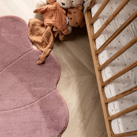 Wasbaar kindervloerkleed - Coco Bloem Donkerroze - product