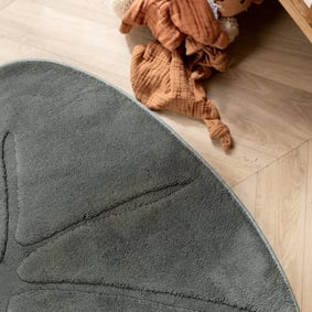 Wasbaar kindervloerkleed - Coco Blad Donkergroen - product