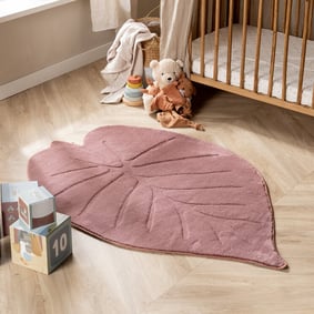 Wasbaar kindervloerkleed - Coco Blad Donkerroze