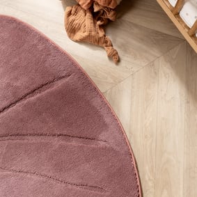 Wasbaar kindervloerkleed - Coco Blad Donkerroze - product