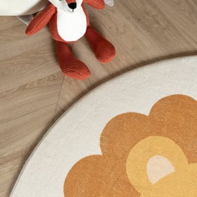 Rond wasbaar kindervloerkleed - Sammy Lion Bruin - product