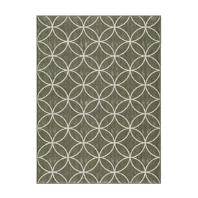Geometrisch buitenkleed - Faro Ripple Groen/Wit - product