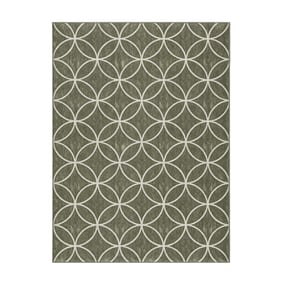 Geometrisch buitenkleed - Faro Ripple Groen/Wit - sfeer