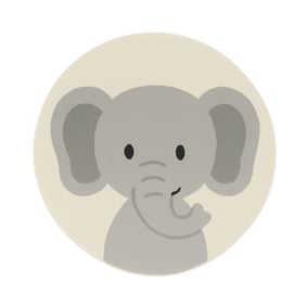 Rond wasbaar kindervloerkleed - Sammy Elephant Grijs - product