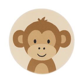 Rond wasbaar kindervloerkleed - Sammy Monkey Bruin - product
