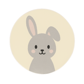 Rond wasbaar kindervloerkleed - Sammy Rabbit Grijs - product