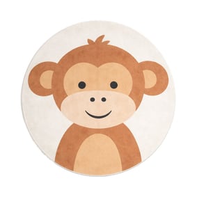 Rond wasbaar kindervloerkleed - Sammy Monkey Bruin - product