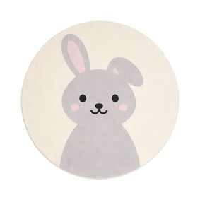 Rond wasbaar kindervloerkleed - Sammy Rabbit Grijs - product