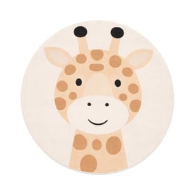Rond wasbaar kindervloerkleed - Sammy Giraffe Beige - product