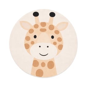 Rond wasbaar kindervloerkleed - Sammy Giraffe Beige - sfeer