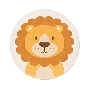 Rond wasbaar kindervloerkleed - Sammy Lion Bruin - product