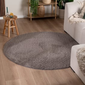 Rond fluffy vloerkleed - Bobby Grijs