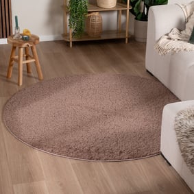 Rond fluffy vloerkleed - Bobby Bruin