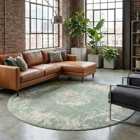 Rond vintage vloerkleed - Wonder Groen