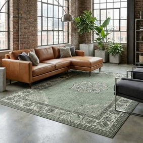 Vintage vloerkleed - Wonder Groen/Zwart