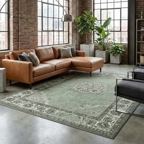 Vintage vloerkleed - Wonder Groen/Zwart