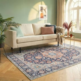 Vintage vloerkleed - Imagine Medaillon Blauw