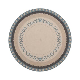 Rond katoenen vloerkleed - Nola Border Blauw - product