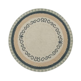 Rond katoenen vloerkleed - Nola Border Groen - product