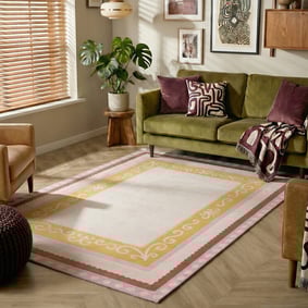 Katoenen vloerkleed - Nola Border Roze