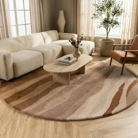 Rond wollen vloerkleed - Liora Bruin