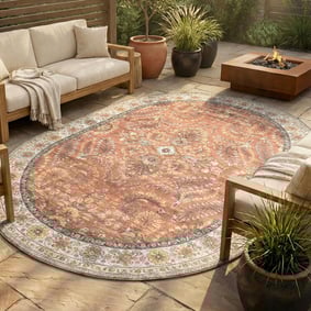 Ovaal vintage buitenkleed - Santo Flora Terra